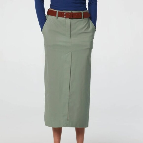 THE LINE BY K -- Green Isabeau Midi Skirt With Slit - Picture 1 of 6